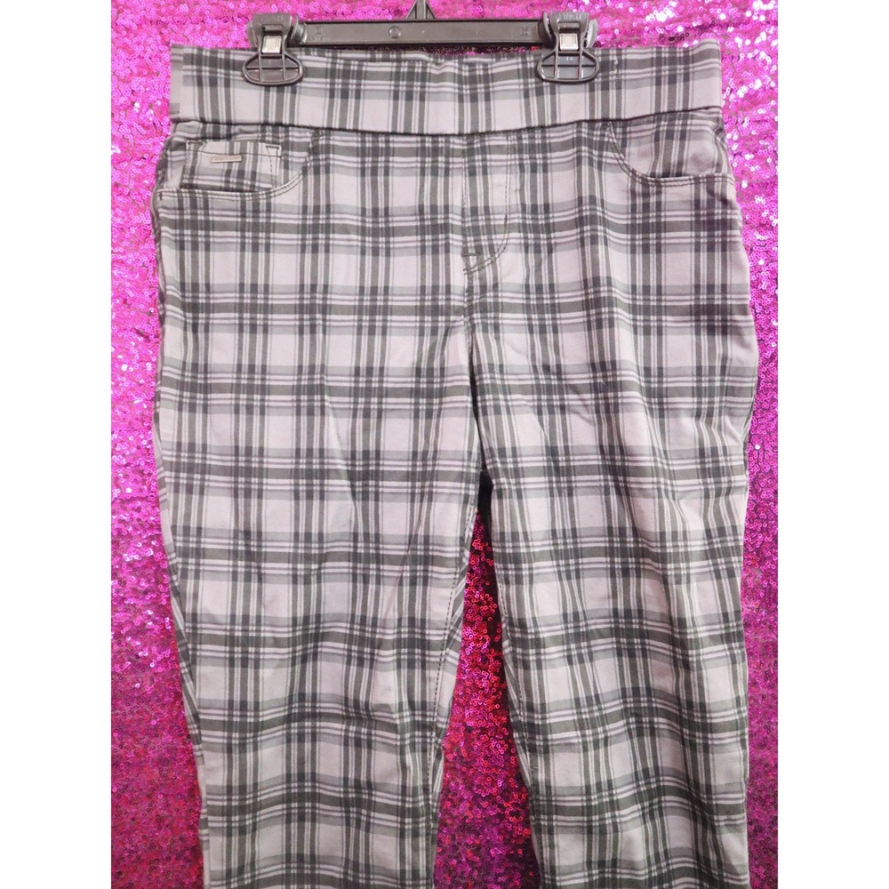 Grey Plaid Heidi Pull-On Skinny Pants 4 Nine West Women Stretch Trousers